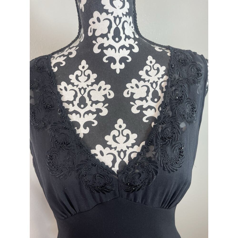 Jones New York Maxi Black Sequence Sleeveless Wedding Evening Maxi Dress Size 10 - Picture 3 of 7